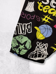 Boys Casual Cartoon Graffiti Print Thin Pants Summer Spring Kids Clothes