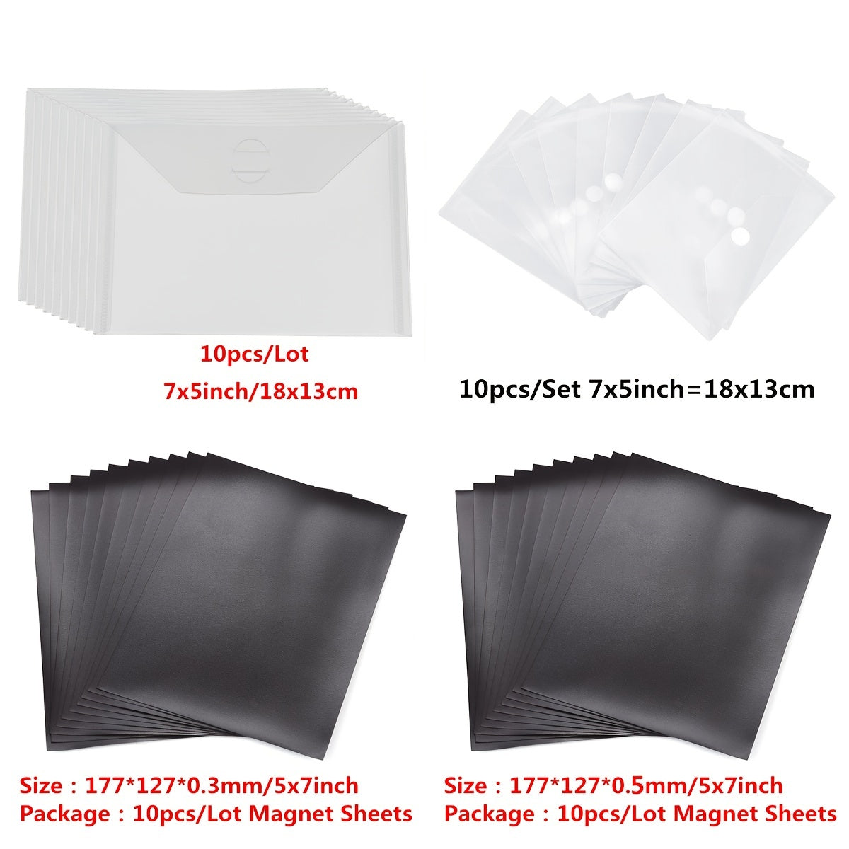 10pcs Magnetic Sheets/Plastic Bags for Scrapbooking Stamp Die Storage
