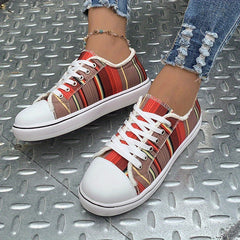 Women's Flat Canvas Sneakers Casual Low Top Walking Shoes