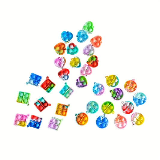 30pcs Silicone Fidget Keychain Toys Mini Bubble in Assorted Colors Party Favors