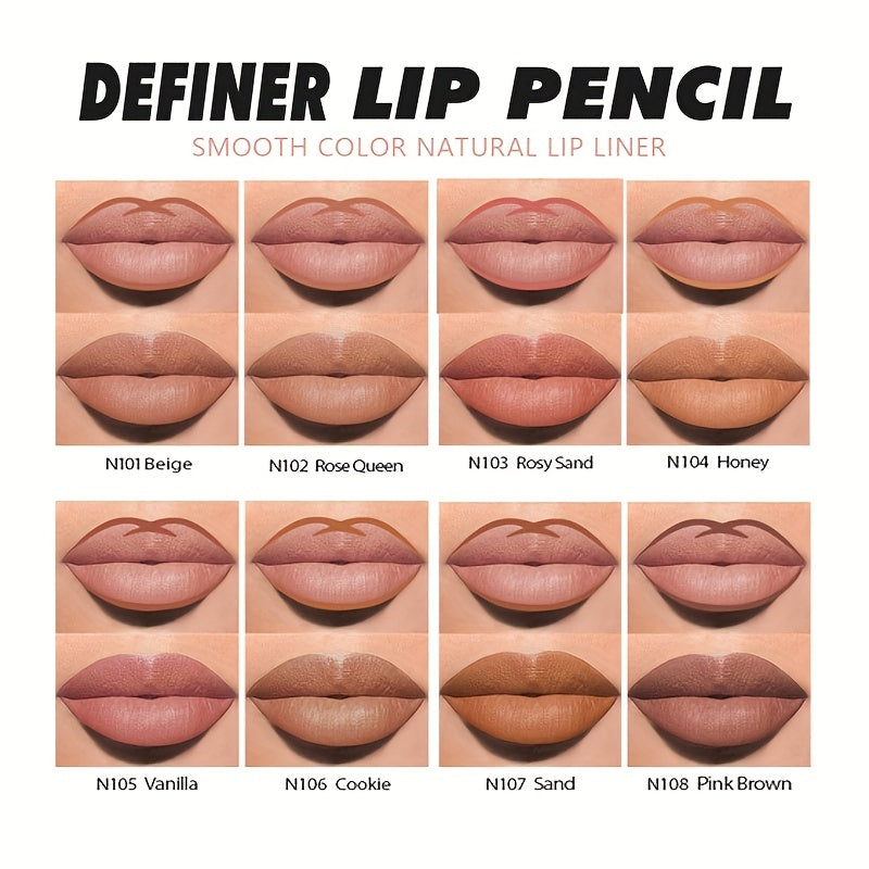8pcs Waterproof Matte Lip Liners and Lip Gloss Set - Long Lasting