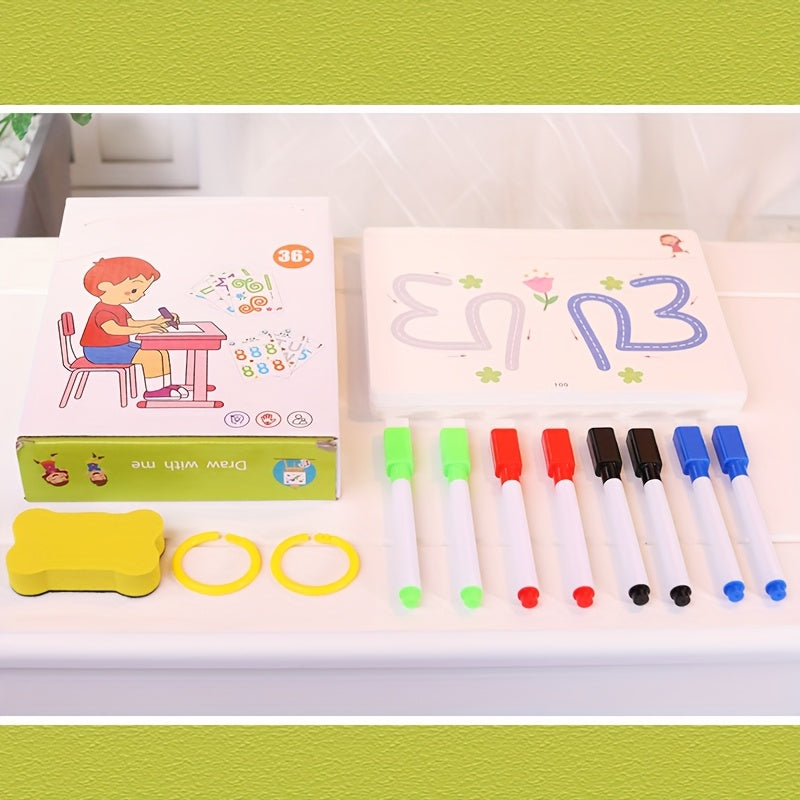 50pcs Children's Control Pen Training Cards Reusable Set Left Right Brain Toys