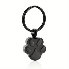 Stainless Steel Pet Ash Urn Key Chain - Paw Print Shape Cremation Memorial
