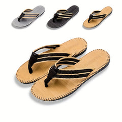 Men's Thong Sandals Woven Fabric Flip flops Non Slip Shoes