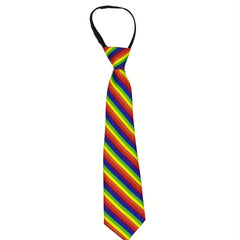 Rainbow Striped Tie Casual Hand Zipper Elastic Necktie For Men