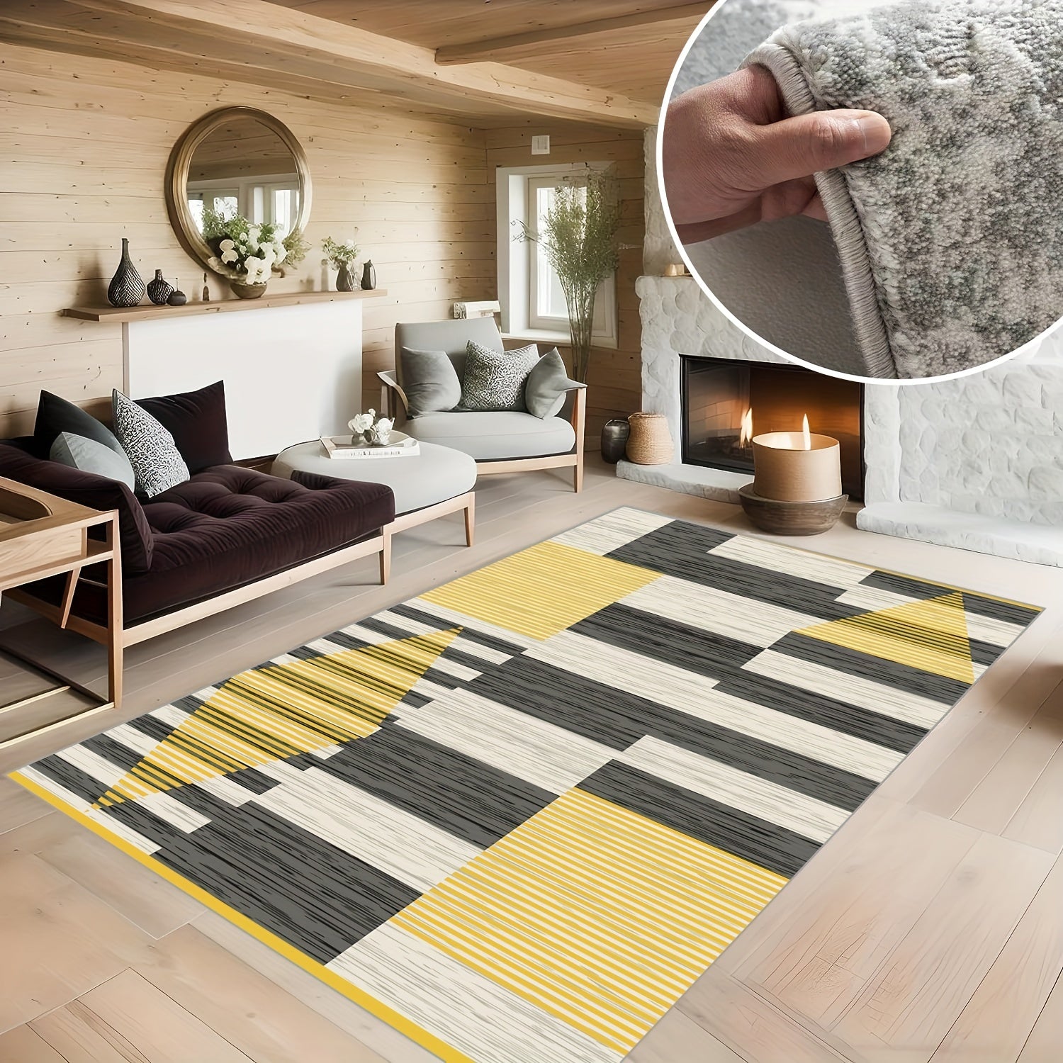 Geometric Line Patterned Carpet for Living Room, Dining Room & Office