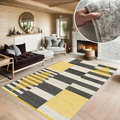 Geometric Line Patterned Carpet for Living Room, Dining Room & Office