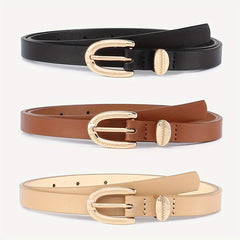 3pcs Classic PU Leather Belt Multicolor Pants Decoration Casual Jeans Buckle