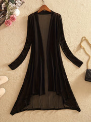 Hollow Out Open Front Cover Up Long Sleeve Beach Cardigan