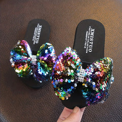 Girls Big Bowknot Non Slip Open Toe Slides For Kids Summer