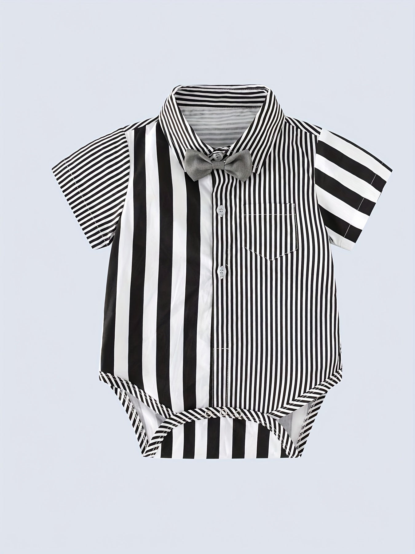 Baby Gentleman Party Set Striped Bow Tie Shirt & Bib Pants