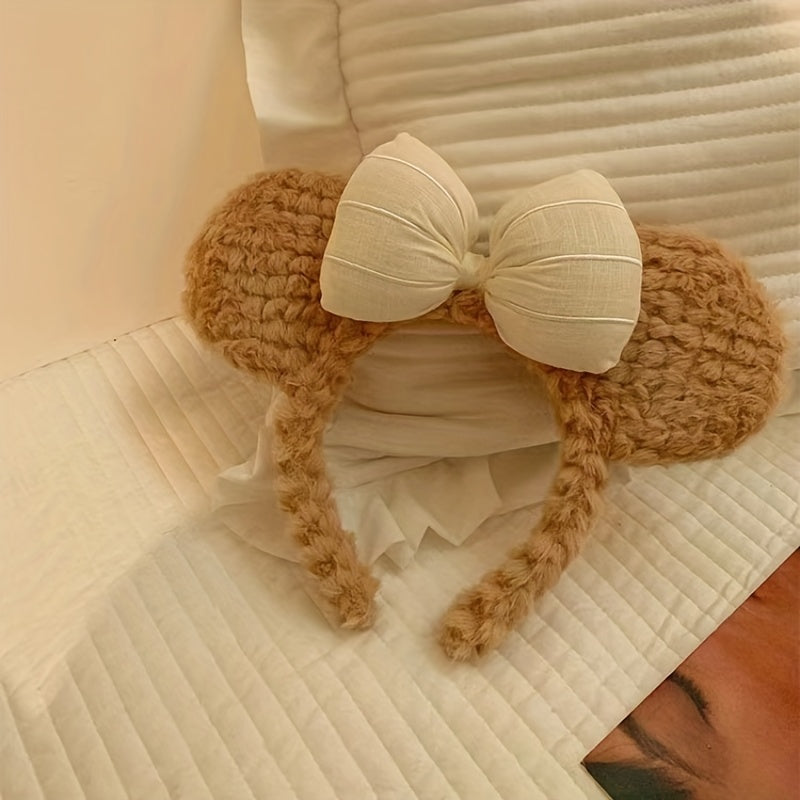Cute Bowknot Bear Ears Headband for Baby Girl