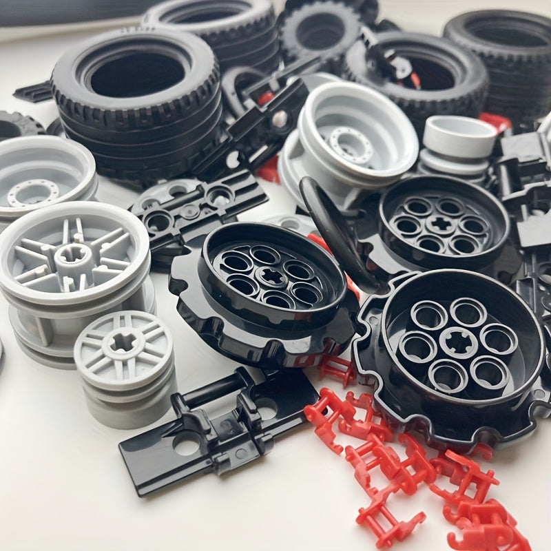 68pcs High Tech Building Blocks Gears Tires Tracks Wheels Accessories Pack