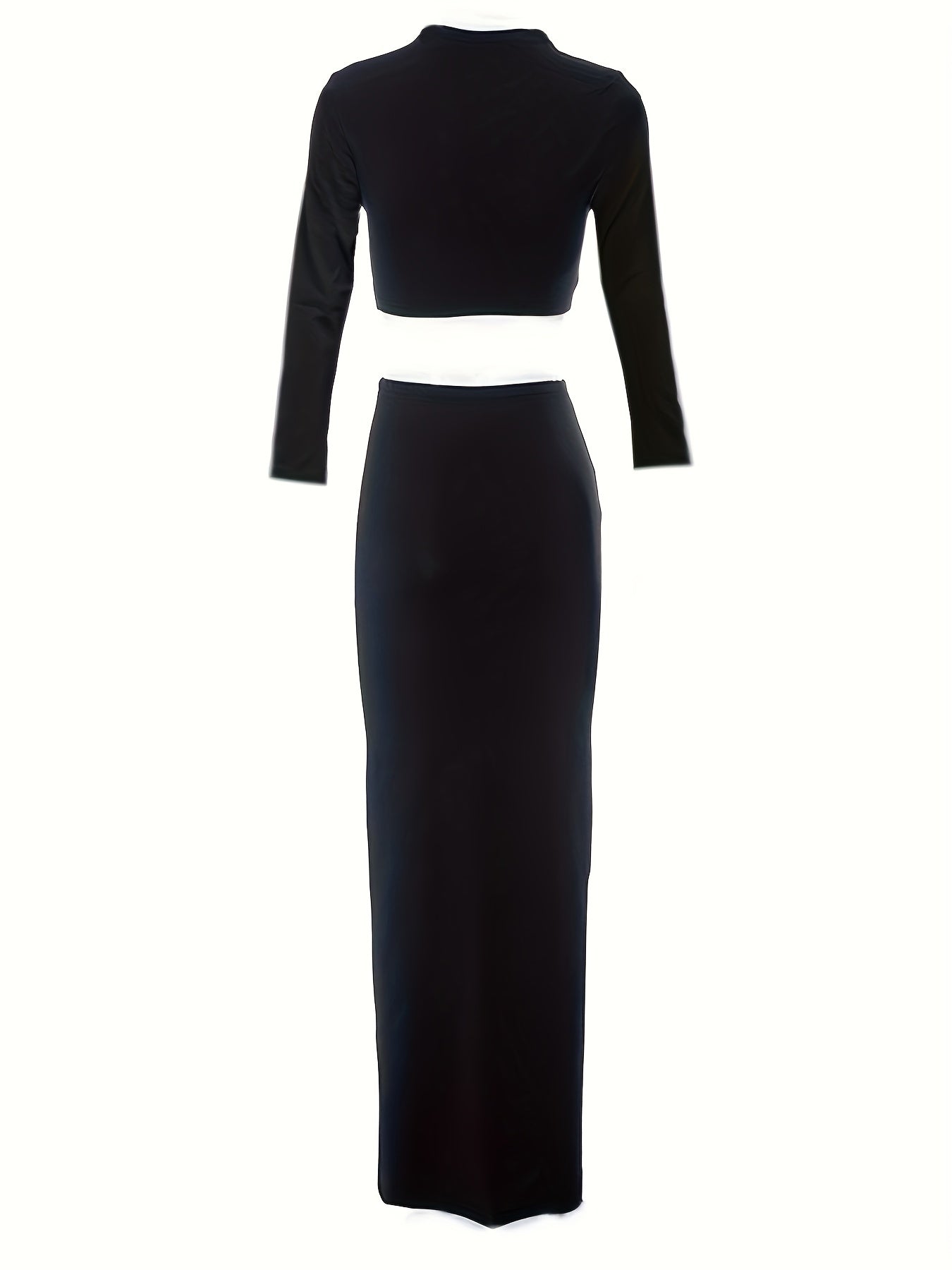 Casual Two Piece Set Crew Neck Top & Maxi Skirt Outfit Women's Clothing
