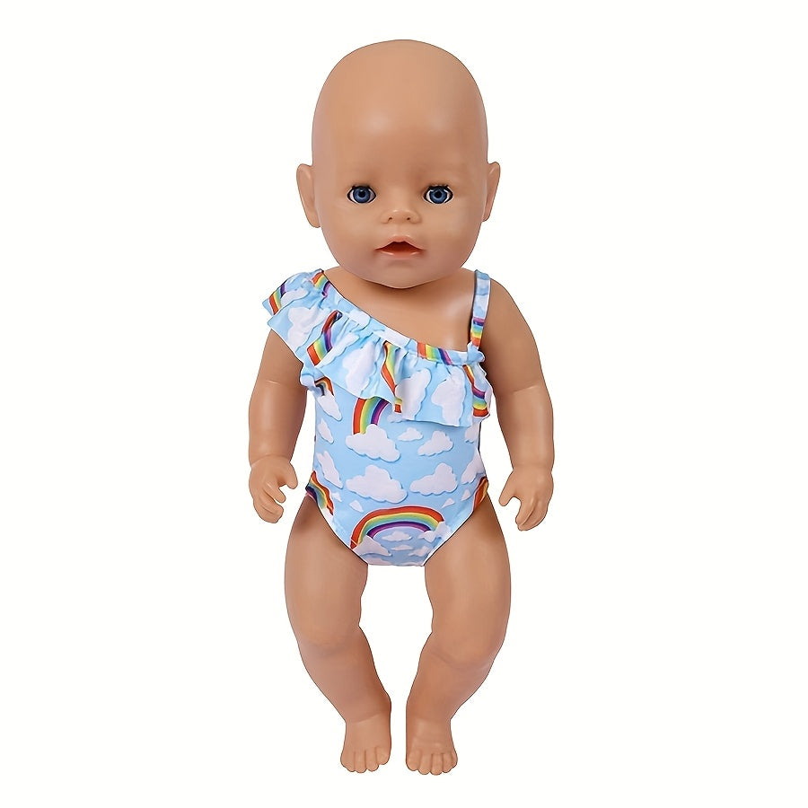 Rainbow Print Baby Doll Swimsuit for 14-18 Inch Dolls