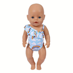 Rainbow Print Baby Doll Swimsuit for 14-18 Inch Dolls