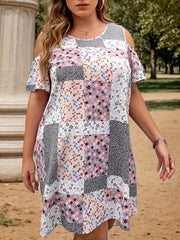 Colorblock Cold Shoulder Mini Dress