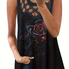 Printed Tank Top Crew Neck Sleeveless Summer Top