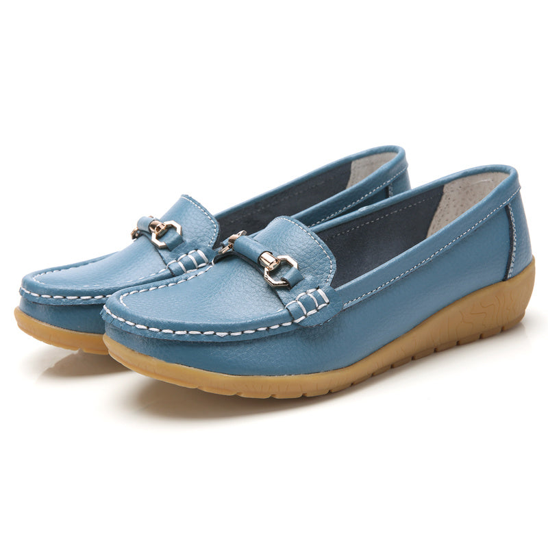 Women's Buckle Decor Flat Loafers Comfy Slip On Walking Shoes