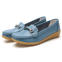 Women's Buckle Decor Flat Loafers Comfy Slip On Walking Shoes