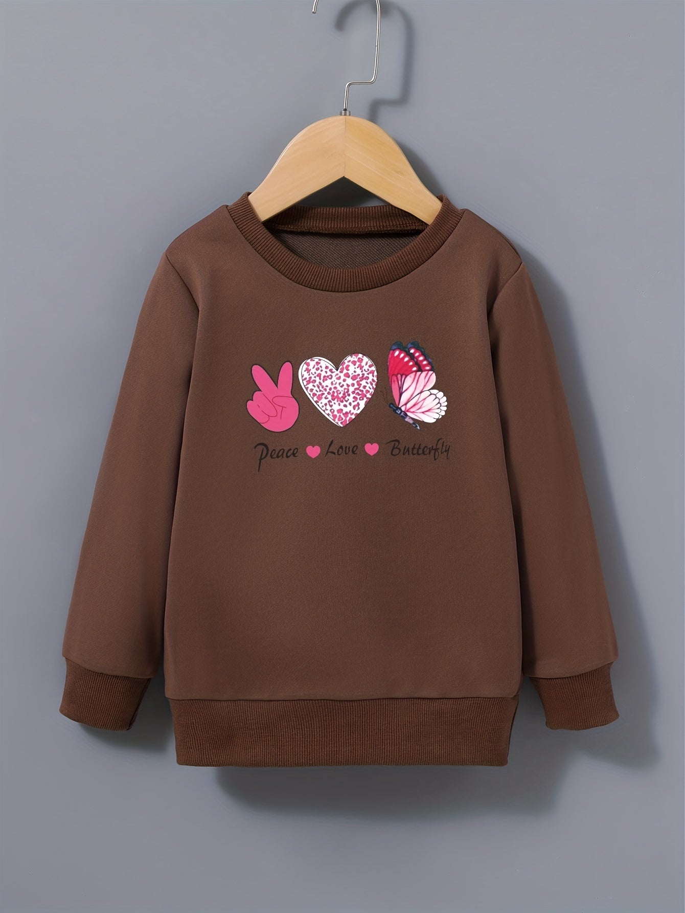 Peace Love Butterfly Girls Sweatshirt Casual Comfort Fit Toddler Tops Pullover