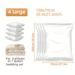 4pcs Transparent Vacuum Compression Storage Bags Sealed Moving Bags