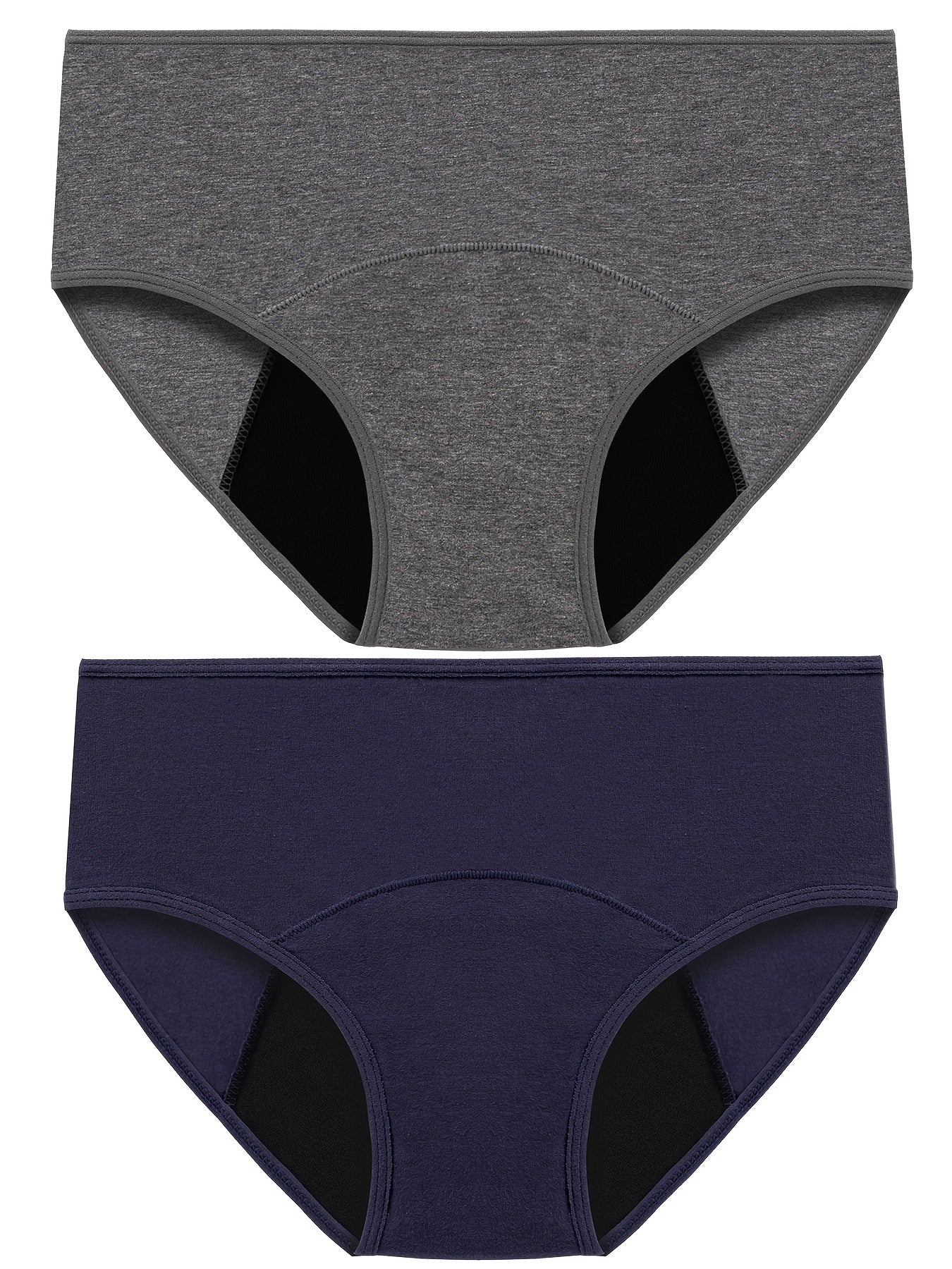 2 Pcs Cotton Period Panties Soft Breathable Absorbant Anti Leak Intimates Briefs