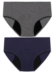 2 Pcs Cotton Period Panties Soft Breathable Absorbant Anti Leak Intimates Briefs