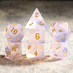 7pcs Pink Feldspar Dices for Tabletop RPG Games