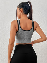 Seamless Sports Bra Grey Sleeveless Running Cropped Top