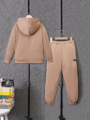 Boy's 2pcs Block Hoodie & Sweatpants Set Spring Fall