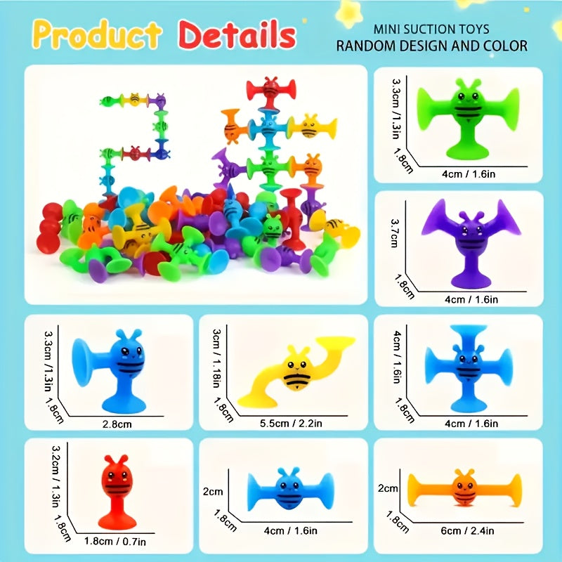 Colorful Suction Building Blocks Set Sensory Travel Toy Educational Gift