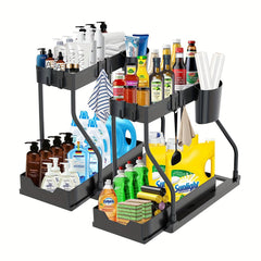 Double Layer Under Sink Organizer Kitchen Bathroom Storage Shelf