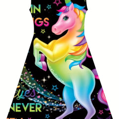 Stylish Gradient Horse One Piece Dress For Girls