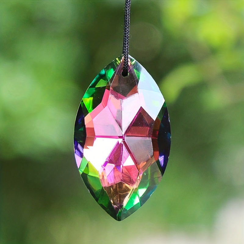 Rainbow Horse Eye Oval Crystal Faceted Prism Glass Charm Curtain Sun Catcher Cha
