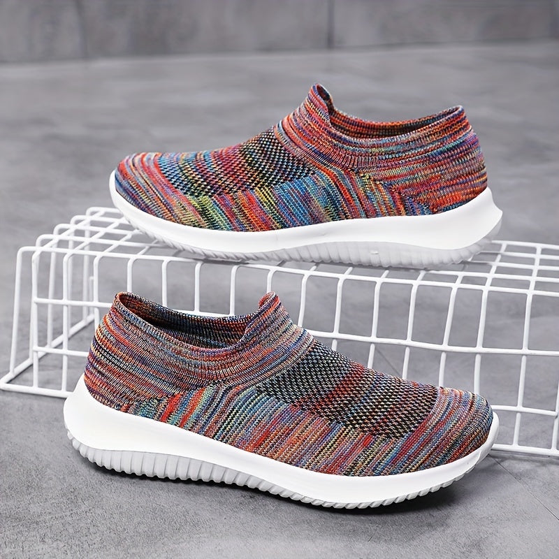 Colorful Lightweight Slip On Sneakers Mesh Breathable Shoes