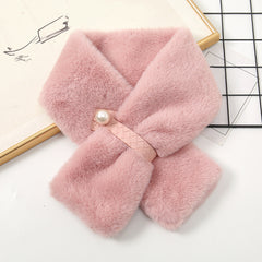Warm Rabbit Fur Neck Scarf Thicken Plush Collar Neck Wrap Scarves