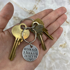 Stainless Steel Drive Safe Keychain Valentine's Gift