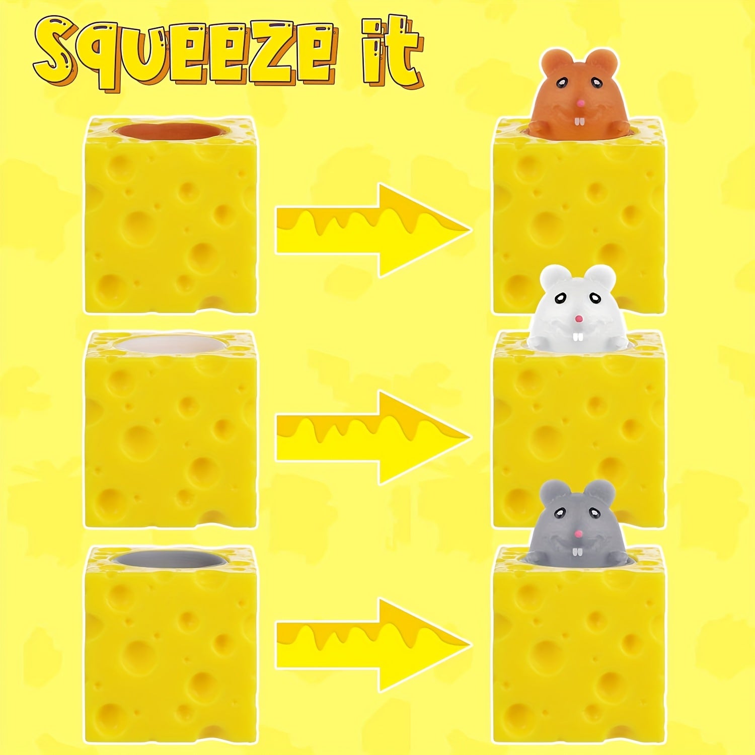4 Pcs Squeeze Mouse Cheese Toy - Fun Kids' Birthday Gift