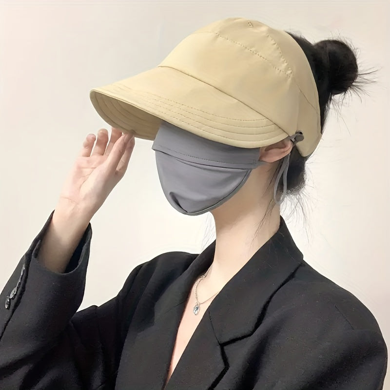 Women's Ponytail Visor Hat Quick Drying Wide Brim Sun Hat