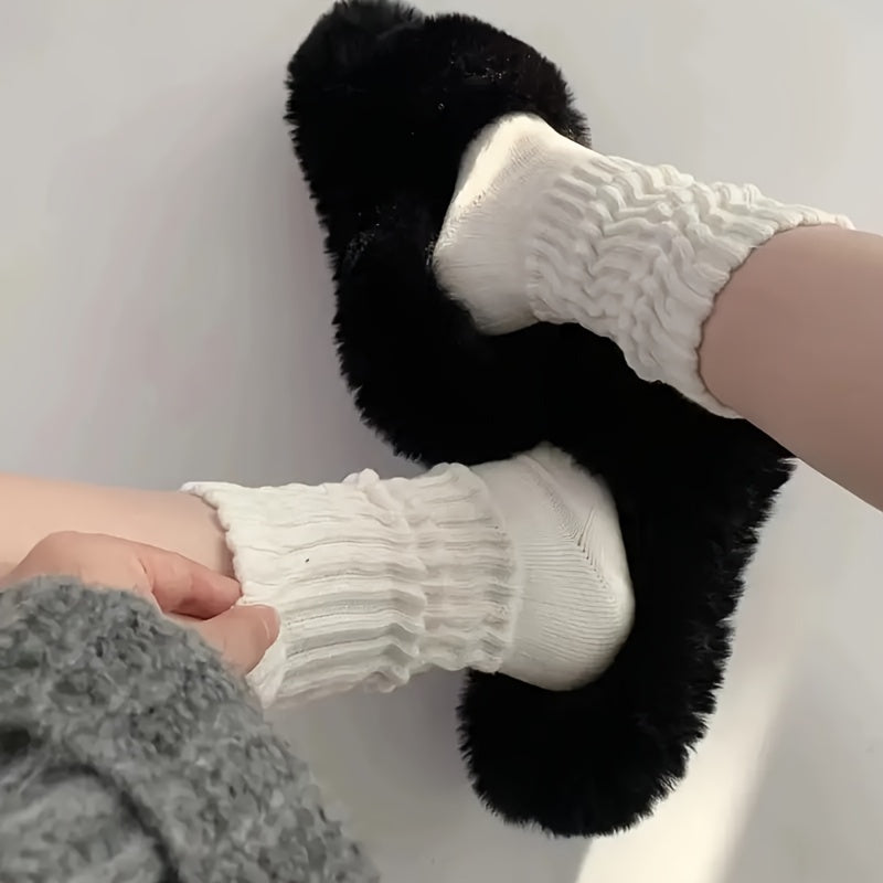 3 Pairs Solid Mid Tube Sports Socks Women's Stockings