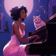 Deluxe Paint By Number Kit The Pianist and Her Cat 22 Page Art Book