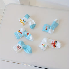 5 Pairs Cartoon Car Knit Socks for Baby Boys