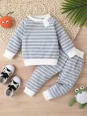 Toddler Striped Long Sleeve Pullover Tops & Pants Set