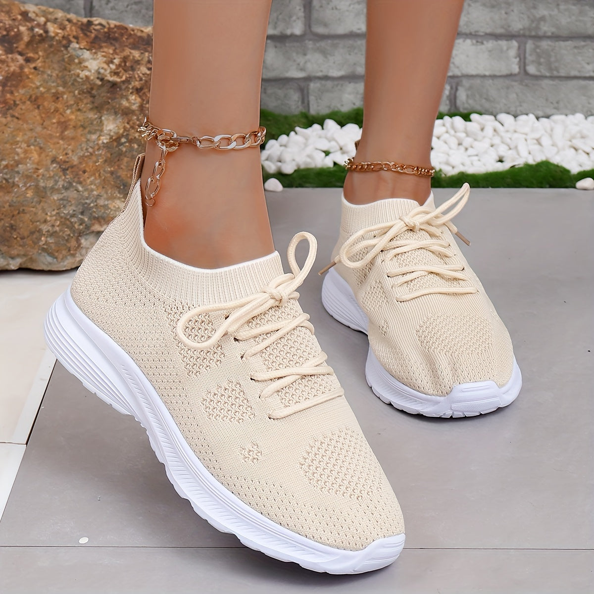 Women's Comfort Lace-up Mesh Weaving Athletic Sneakers