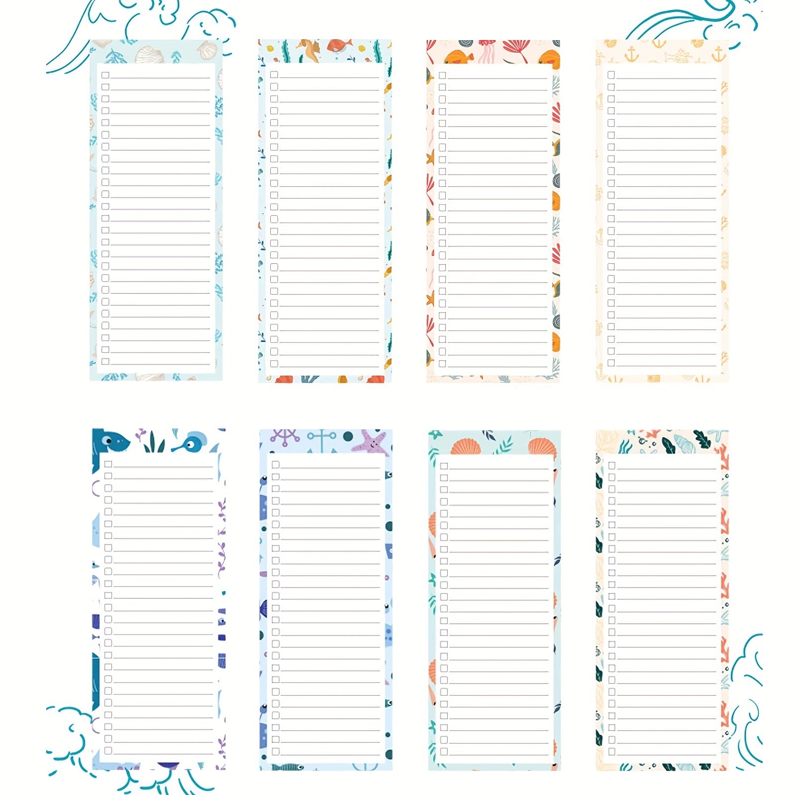 Ocean Theme Magnetic Notepad 60 Sheets To Do List Grocery Shopping Summer Theme