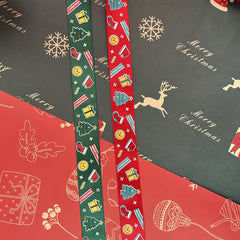 2 Rolls Christmas Ribbon Polyester Satin Wired Ribbon 66 Meters