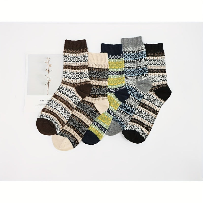 5 Pairs Winter Warm Socks Casual Knit Socks Outdoor Socks Thick Warm Socks