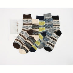 5 Pairs Winter Warm Socks Casual Knit Socks Outdoor Socks Thick Warm Socks