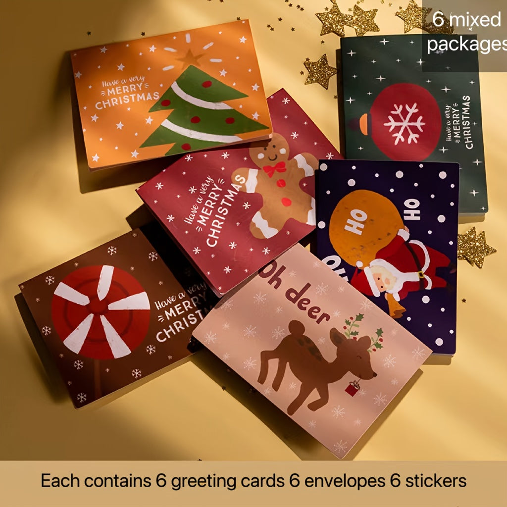 Festive Christmas Greeting Cards Set - 18pcs